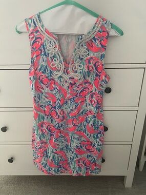 Lilly Pulitzer cosmic Coral cracked lobster Harper dress